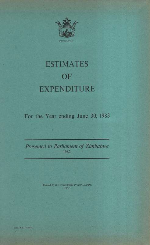 Estimates of Expenditure for the Year ending June 30, 1983. Zimbabwe - Anon