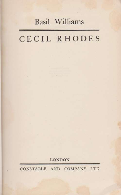 Cecil Rhodes - Williams, Basil