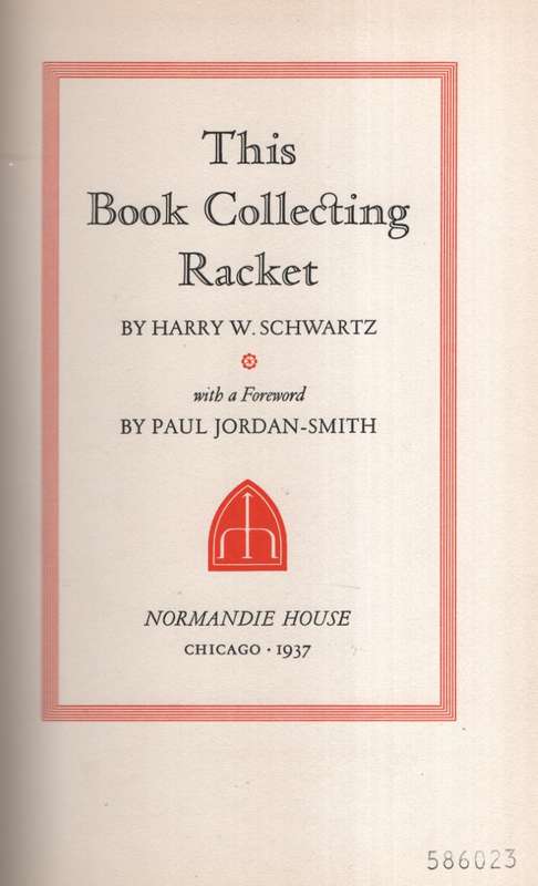 BOOK COLLECTING RACKET - SCHWARTZ,HW