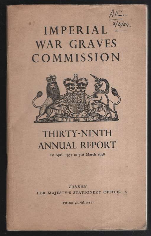 Imperial War Graves Commission: Thirty-Ninth Annual Report, 1st Apri - Various