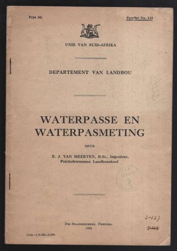 Waterpasse en Waterpasmeting - Van Meerten, E. J.