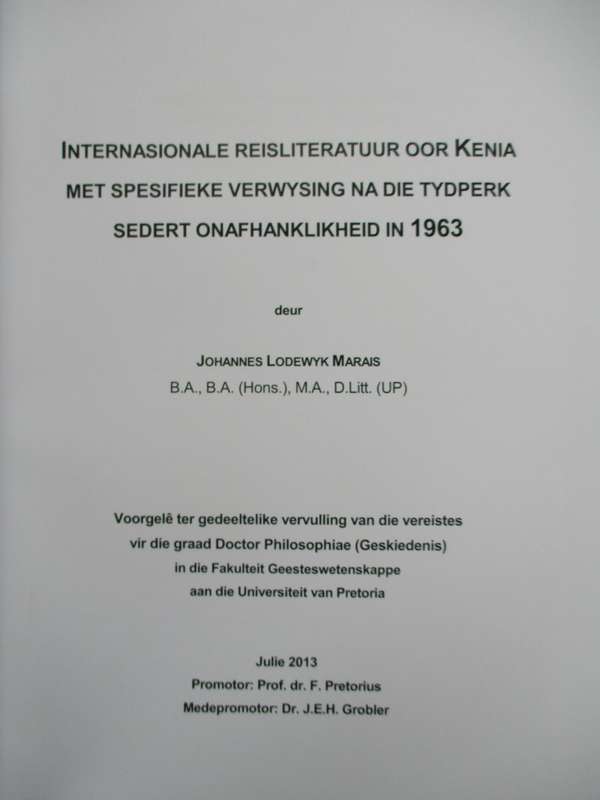 Internationale Reisliteratuur oor Kenia met Spesifieke Verwysing na  - Marais, Johannes Lodewyk