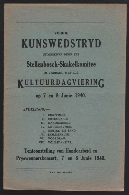 Vierde Kunswedstryd Uitgeskryf deur die Stellenbosch-Skakelkomitee i - Stellenbosch-Skakelkomitee