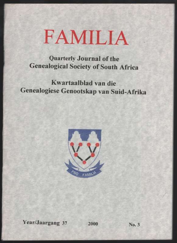 Familia. Year 37, 2000, No. 3 - Du Preez, Thys (ed)
