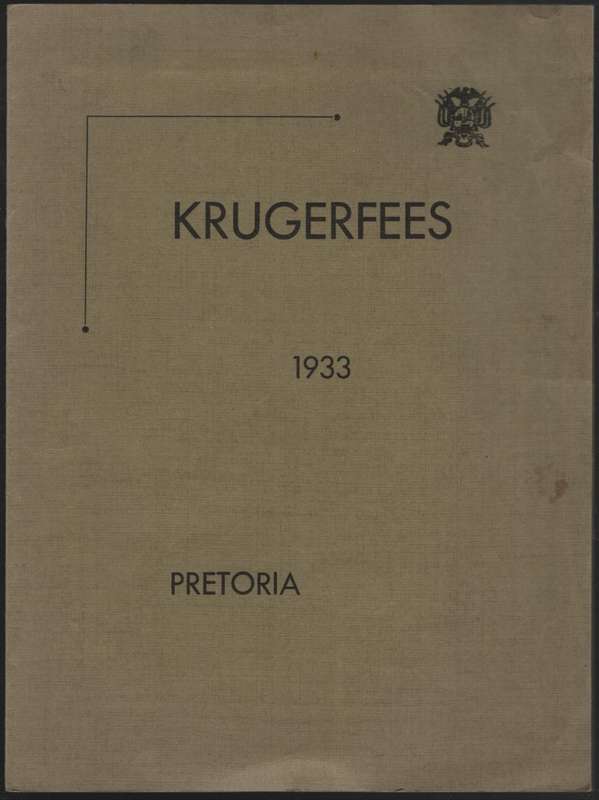 Krugerfees 1933, Pretoria - Programme