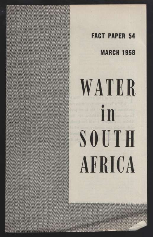 Water in South Africa. Fact Paper 54, March 1958 - Sauer, P. O.