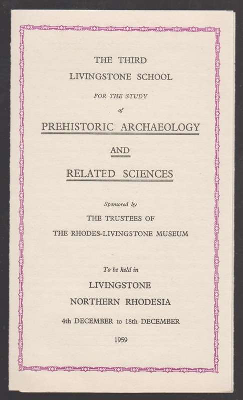 The Third Livingstone School for the Study of Prehistoric Archaeolog - Anon
