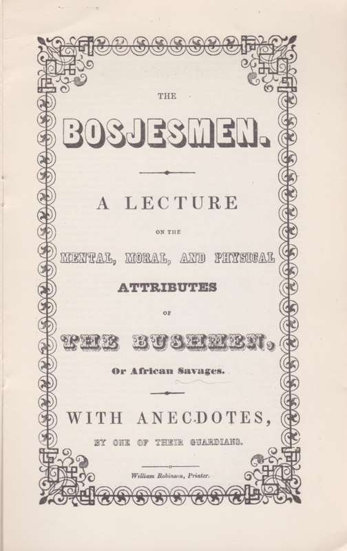 The Bosjesmans, or Bush People. State Library Reprints 70 - Anon