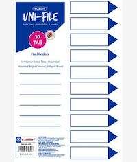 Marlin Bight Board File Dividers/ Indexes 10 Position