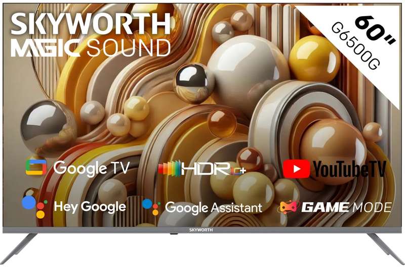 Skyworth 60 inch UHD Google LED TV - Resolution 3840 x 2160 HDMI x 3 USB x 2 Google TV HDR10 / HL...