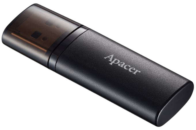 Apacer 64GB AH25B Black USB 3.2 Flash Drive - Featuring a sleek pebble-like contour in mysterious...
