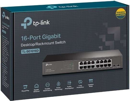The TL-SG1016D Gigabit Ethernet Switch provides you with a high-performance low-cost easy-to-use ...