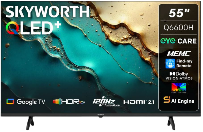 Skyworth 55-Inch QLED Google LED TV - Resolution 3840 x 2160 Display Technology QLED Refresh Rate...