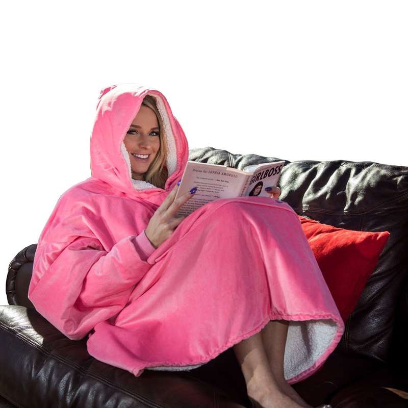 Huggle Hoodie, Ultra Plush Blanket (Pink)
