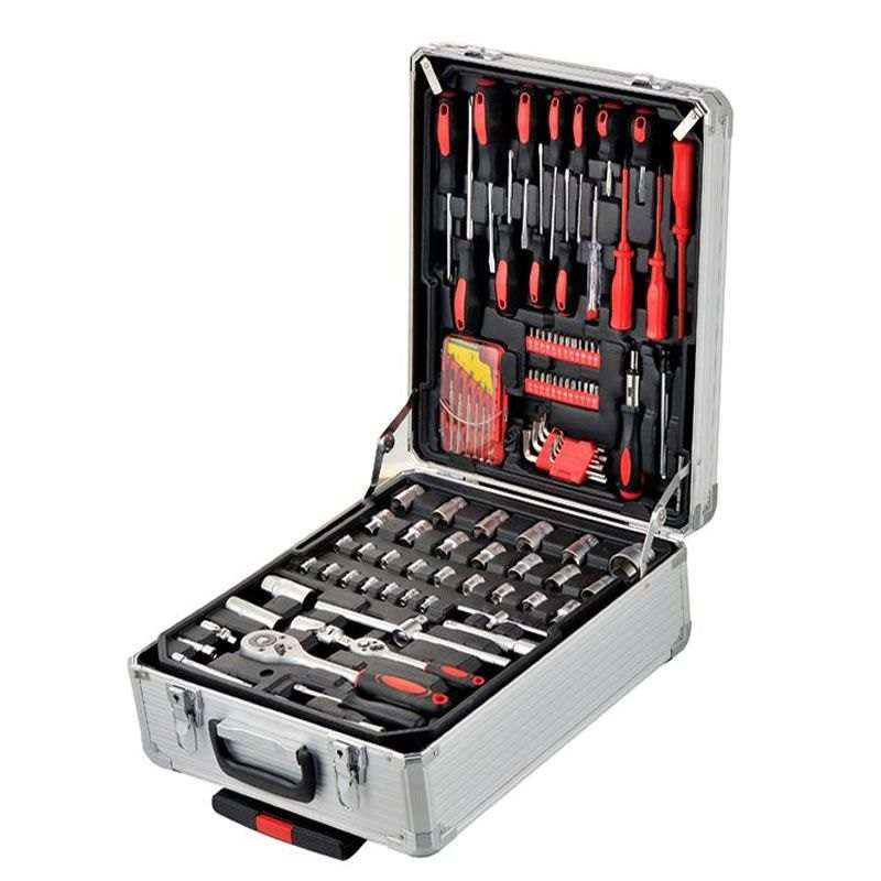187 Piece Hand Toolbox Kit Set With Aluminum Trolley Case