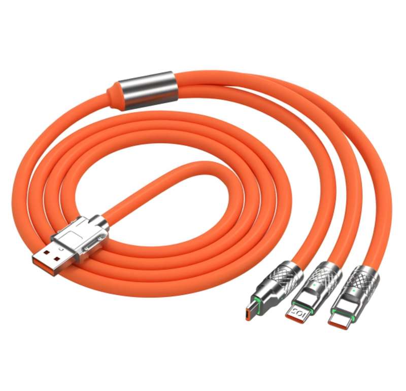 3 In 1 orange fast charger cable