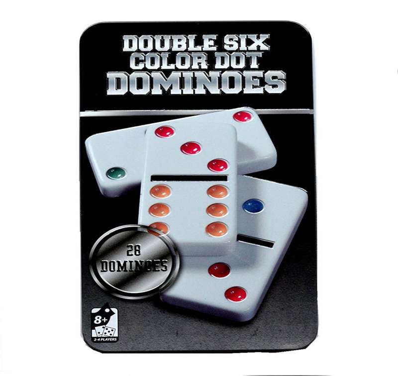 Double 6 color dot dominos set
