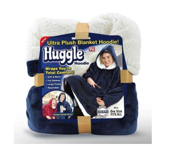 Huggle Hoodie, Ultra Plush Blanket (Blue)