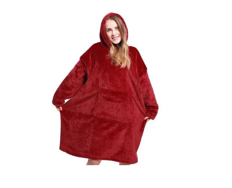 Huggle Hoodie, Ultra Plush Blanket (Maroon)