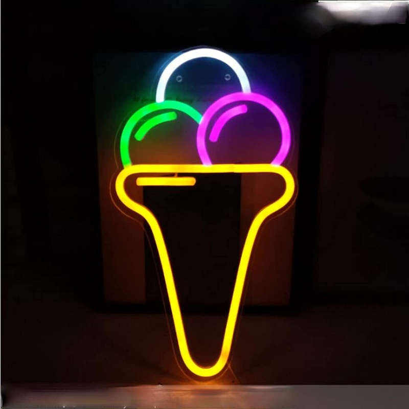 Ice Cream Cone Back Panel Neon Sign