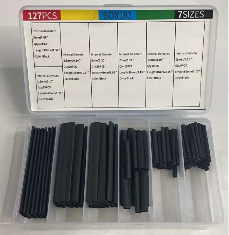 127pcs heat shrink tube sleeve black electronic kit