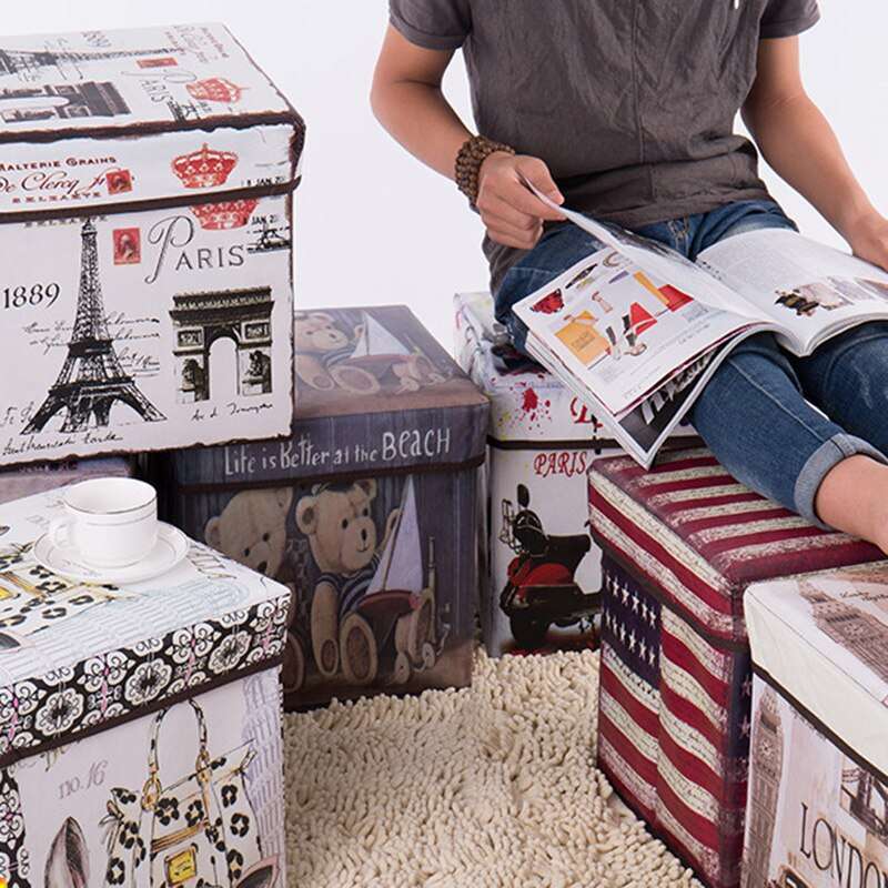 Folding Storage Ottoman Gift - Paris Metro