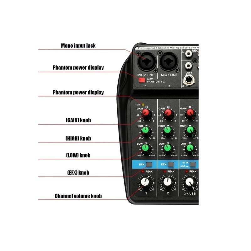 Self-powered 4-Channel Digital Mixer & Bluetooth