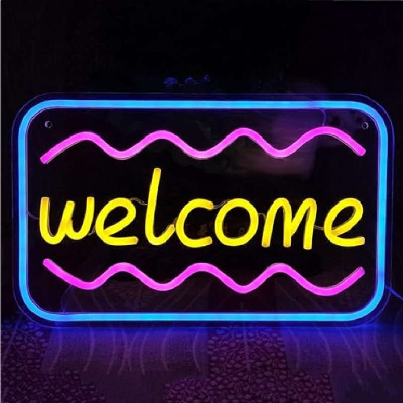 Welcome Backplate Neon Sign With 12V 2A Power Adapter