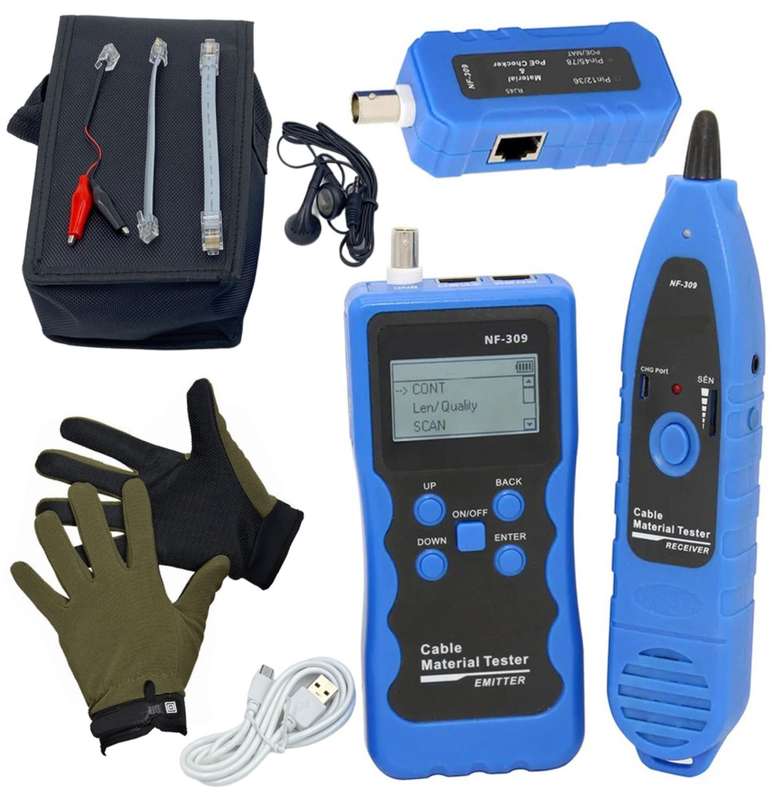 Network cable locator and material length PoE tester