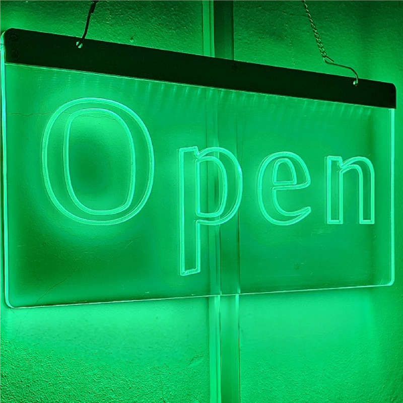 Open Neon Sign with Hanging Chain 220v