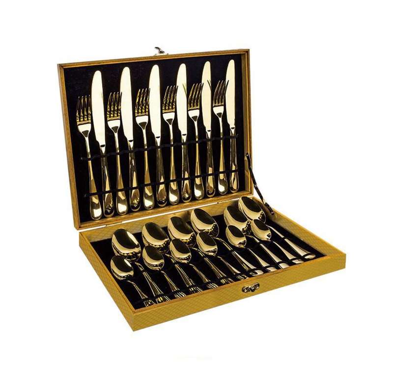 24-Piece stainless steel cutlery set in golden gift box