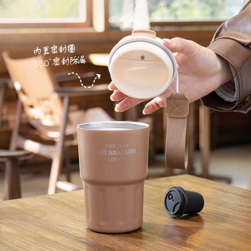 360ml 2in1 Sitarayuri Insulated Travel Tumbler Vacuum Coffee Cup Light Blue