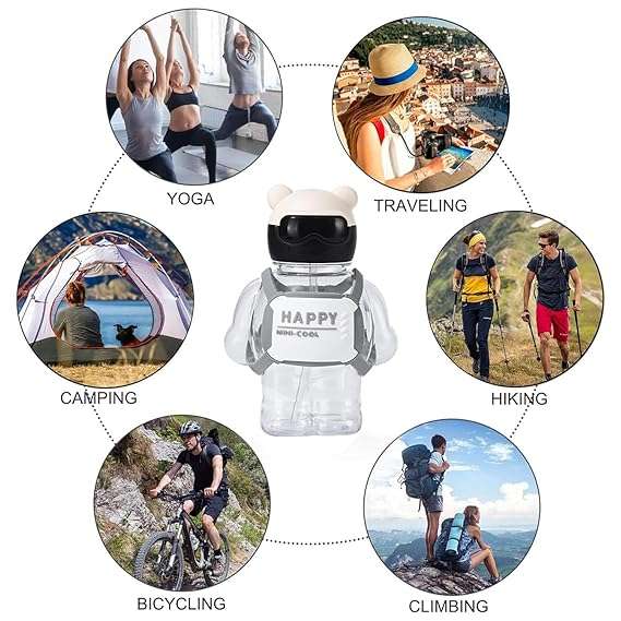 Trendy Creative Mini Cute Bear Water Bottles with Silicone Children's Leak 800ml - Clear