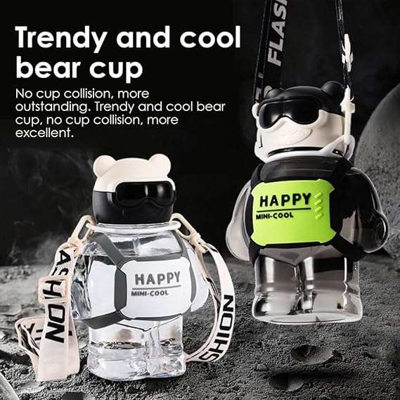 Trendy Creative Mini Cute Bear Water Bottles with Silicone Children's Leak 800ml - Clear