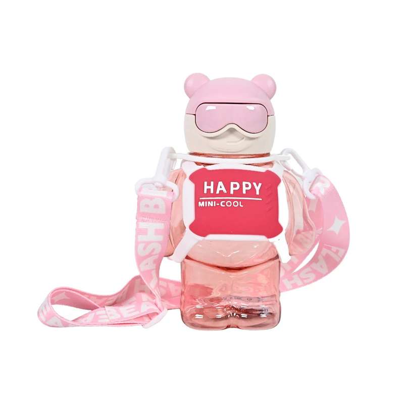 Trendy Creative Mini Cute Bear Water Bottles with Silicone Leak Proof 800ml - Pink