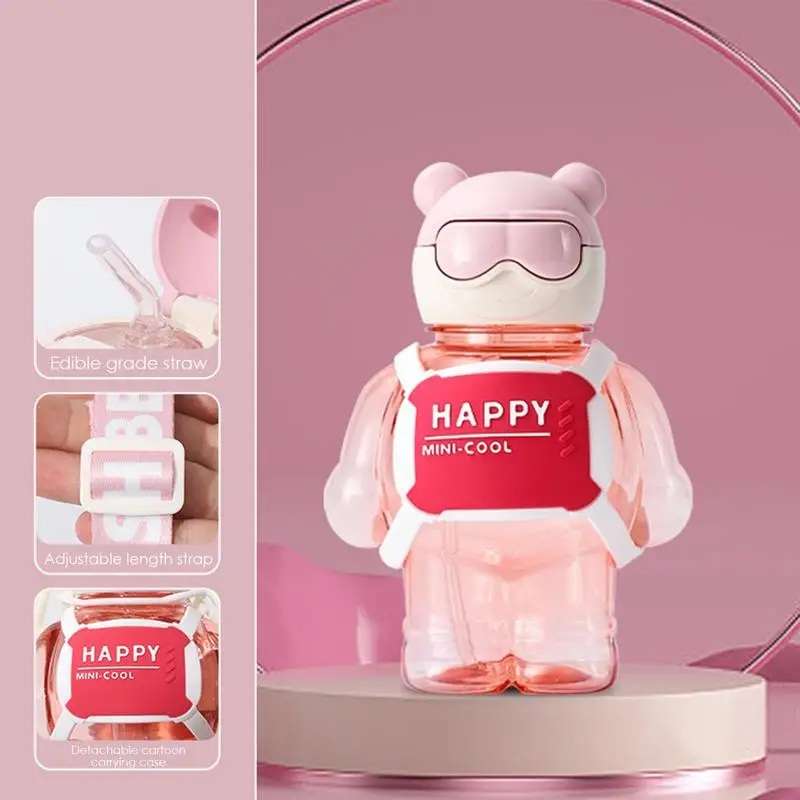 Trendy Creative Mini Cute Bear Water Bottles with Silicone Leak Proof 800ml - Pink