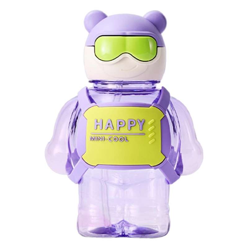 Trendy Creative Mini Cute Bear Water Bottles with Silicone Children's Leak 800ml - Purple