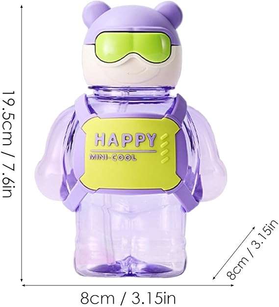 Trendy Creative Mini Cute Bear Water Bottles with Silicone Children's Leak 800ml - Purple