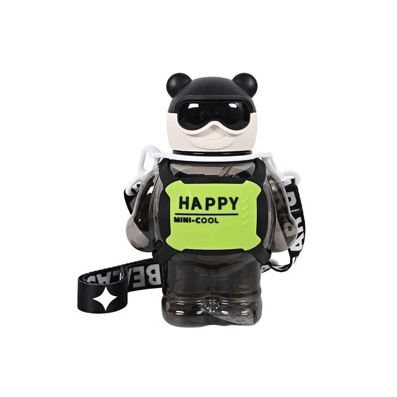 Trendy Creative Mini Cute Bear Water Bottles with Silicone Children's Leak 800ml-Black