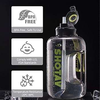 SHOTAY 1.5L Sports Gym Outdoor Water Bottle - Red & Clear