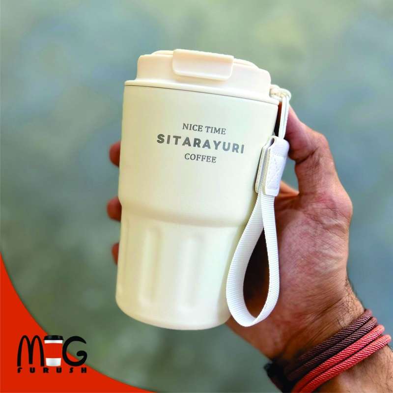 360ml 2in1 Sitarayuri Insulated Travel Tumbler Vacuum Coffee Cup Pink