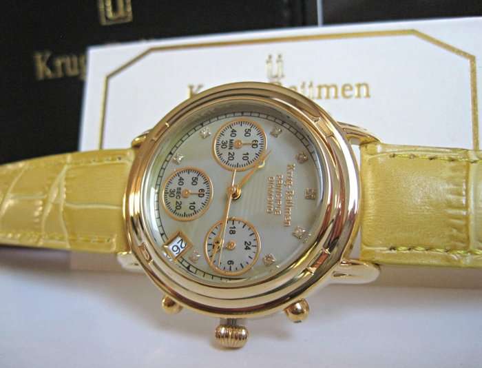 Brand new KRUG BAUMEN Women's Diamond Principle Arabian Tan Chrono Watch incl. Paperwork