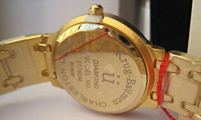 Retail: R10,600.00 Krug Baumen MEN'S Charleston CERTIFIED 4 Diamond White Dial Gold Watch