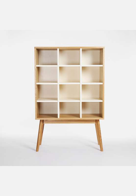 Radius Bookshelf. Solid American Oak with Oak Veneer Shelves. (White)