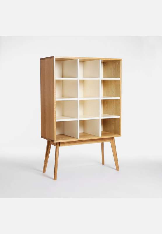 Radius Bookshelf. Solid American Oak with Oak Veneer Shelves. (White)