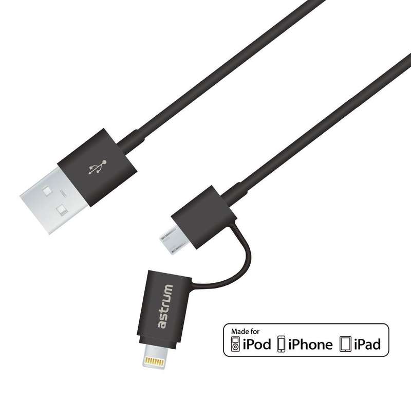 AC320 Micro USB + 8pin Charge &amp; Sync MFI Cable
