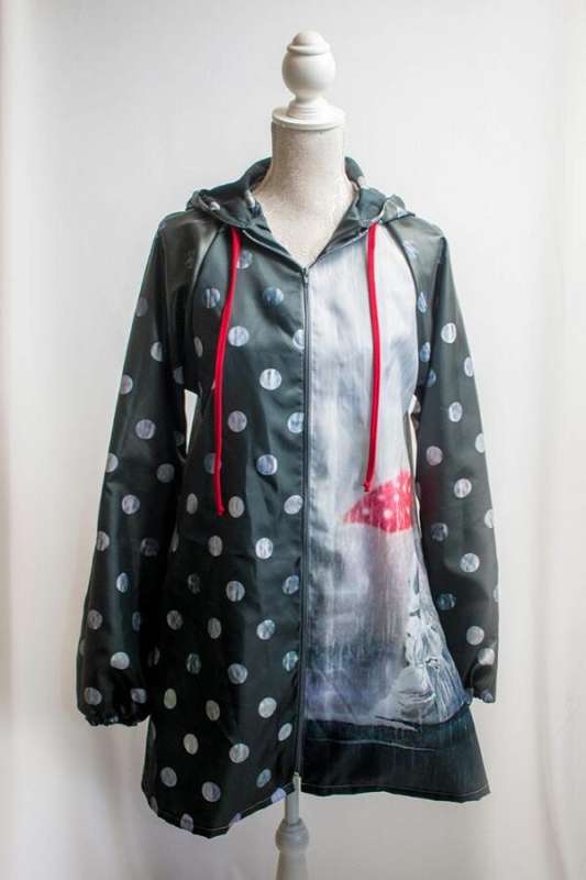 Red umbrella raincoat