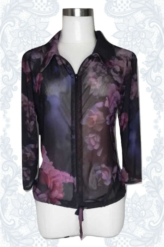 Zipper Top - Midnight Flowers