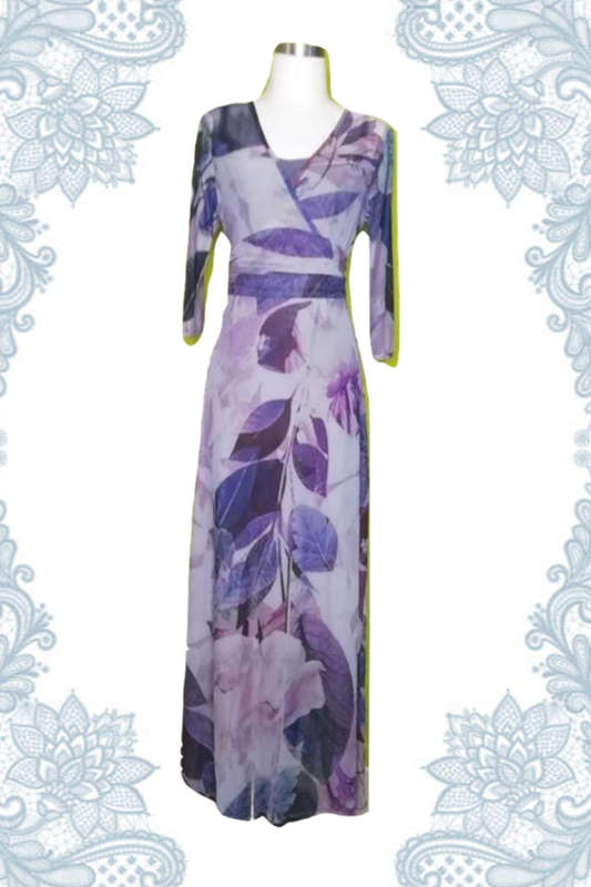 Purple Leaves Empire Dress