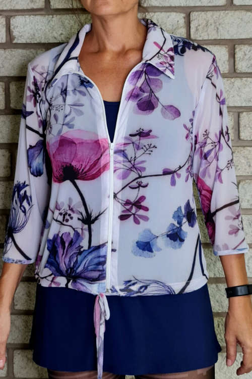 Spring Blossom Zipper Top